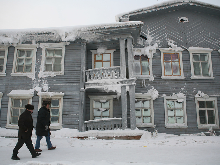 Arctic Siberia: Houses warped by subsidence in Yakutsk, Sakha Republic, Russia Cold Siberia: Houses warped by subsidence. Photo taken in Yakutsk, Sakha Republic, Russia, December 26, 2005.