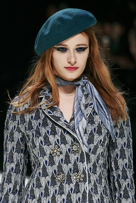 A model walks down the runway during the 2016 Keita Maruyama Autumn / Winter Collection at the Mercedes Benz Fashion Week Tokyo in Shibuya Hikarie building on March 14, 2016, Tokyo, Japan. As well as attending the fashion week as part of a MasterCard tie-up, Gwen Stefani will hold her first concert in Japan in 8 years to promote her third solo album, This Is What the Truth Feels Like. (Photo by Rodrigo Reyes Marin/AFLO)