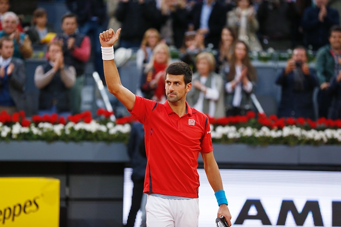 Madrid Open Men s Final Djokovic Wins Novak Djokovic  SER , MAY 8, 2016   Tennis : Novak Djokovic of Serbia celebrate after winning singls final match against Andy Murray of Britain on the ATP World Tour Masters 1000 Mutua Madrid Open tennis tournament at the Caja Magica in Madrid, Spain, May 8, 2016.  Photo by Mutsu Kawamori AFLO   3604 