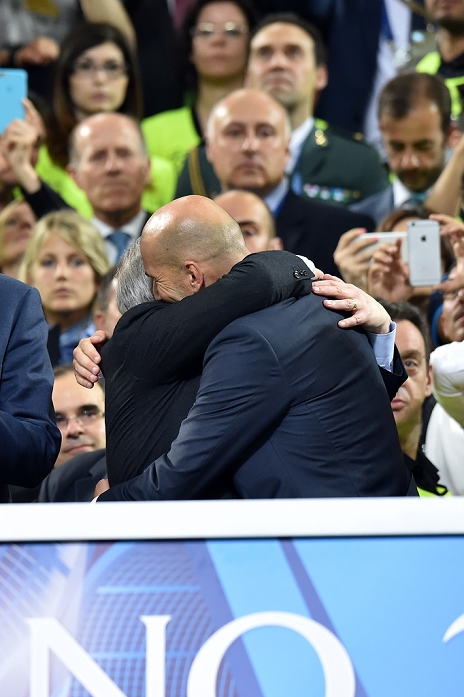 UEFA Champions League Final Real wins 11th title in two years Zinedine Zidane  Real , MAY 28, 2016   Football   Soccer : Real Madrid head coach celebrates after winning the penalty shoot out during the UEFA Champions League final match between Real Madrid 1 5 3 1 Atletico de Madrid at Stadio Giuseppe Meazza San Siro in Milan, Italy.  Photo by aicfoto AFLO 