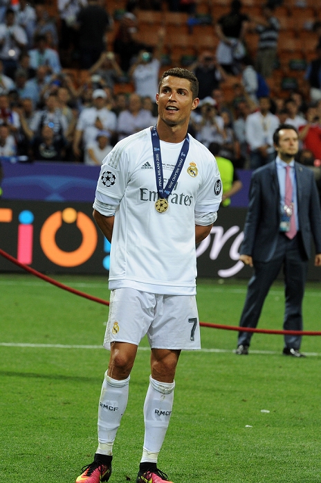 UEFA Champions League Final Real wins 11th title in two years Cristiano Ronaldo  Real , MAY 28, 2016   Football   Soccer : Cristiano Ronaldo of Real Madrid celebrates after winning the penalty shoot out during the UEFA Champions League final match between Real Madrid 1 5 3 1 Atletico de Madrid at Stadio Giuseppe Meazza San Siro in Milan, Italy.  Photo by aicfoto AFLO 