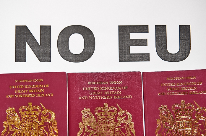 UK to leave the European Union.  British European Union passports on June 23, 2016 in Tokyo, Japan. British voters opted to leave the EU after votes were counted in the early hours of Friday, June 24, 2016. As it became apparent that the majority of those who voted had plumped for Brexit the pound fell to levels not seen in 30 years and global financial markets were shaken.  Photo by AFLO 