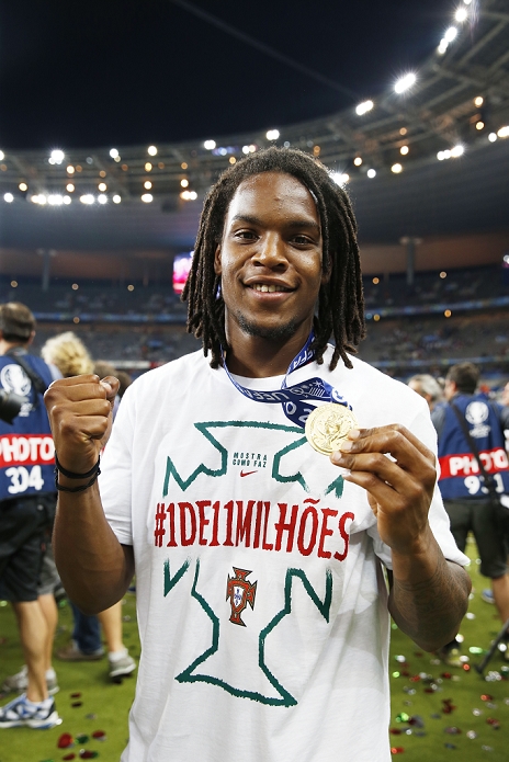 Euro 2016. Portugal wins first place Renato Sanches  POR , JULY 10, 2016   Football   Soccer : Renato Sanches celebrate after winning UEFA EURO 2016 final match between Portugal 1 0 France at the Stade de France in Saint Denis, France.  Photo by Mutsu Kawamori AFLO   3604 