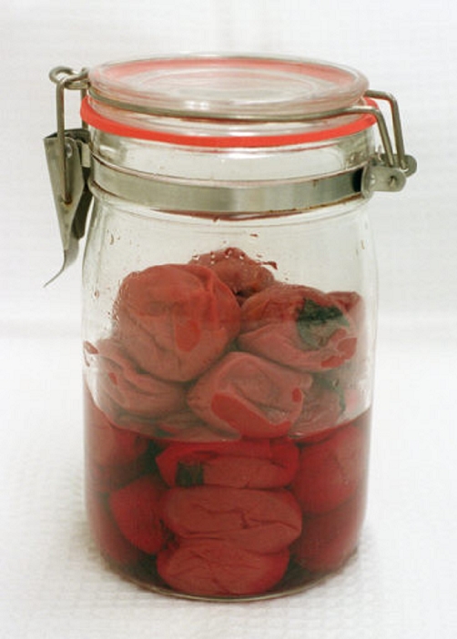 Making pickled plums Dried plums completed using a plastic bag Making pickled plums Dried plums completed using a plastic bag.  June 11, 2002 at the Better Home Association in Shibuya, Tokyo 