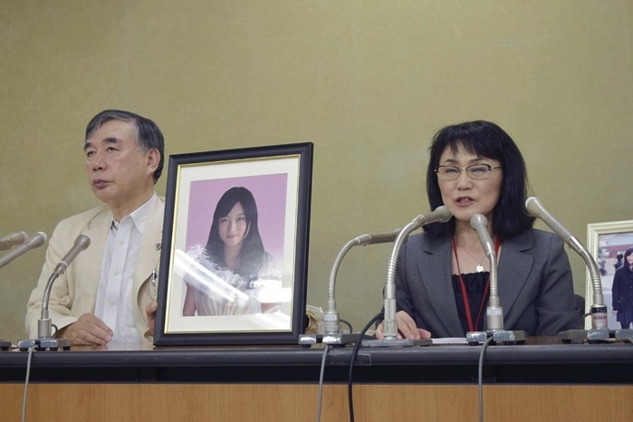 New Female Employee at Dentsu Commits Suicide Family of employee holds press conference after receiving workers  compensation certification  Sachimi  right , mother of Matsuri Takahashi, then 24, who committed suicide by overwork, speaks at a press conference in Chiyoda Ward, Tokyo.