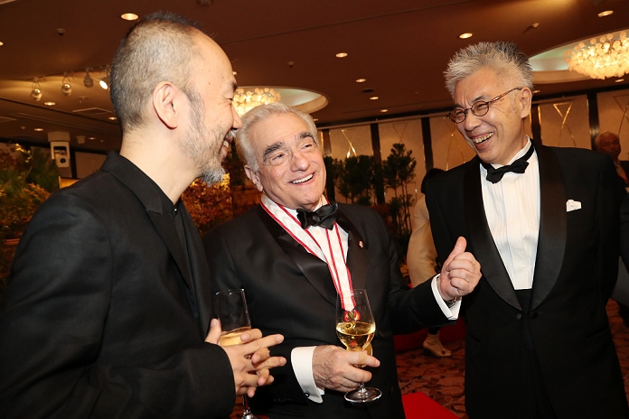  The 28th World Cultural Prize Award Ceremony Awards for Outstanding Artists  L to R  Film director Shinya Tsukamoto, prize winner American film director Martin Scorsese and actor Issey Ogata enjoy talking after the award ceremony for the 28th Praemium Imperiale Awards on October 18, 2016, Tokyo, Japan. Scorsese won the annual Praemium Imperiale award in the Theatre Film category. The Praemium Imperiale is a global arts prize awarded every year since 1989 by the Japanese imperial family on behalf of the Japan Art Association in five disciplines  painting, sculpture, architecture, music and theatre film.   Photo by Rodrigo Reyes Marin AFLO 