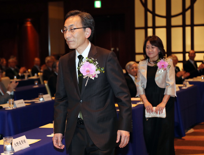 2016  C C Prize . Awarded to Tohoku University Professor Ohno and others November 30, 2016, Tokyo, Japan   Japan s Tohoku University professor Hideo Ohno arrives at anawrding ceremony as he receives Japanese electronics giant NEC s C C Prize in Tokyo on Wednesday, November 30, 2016. Ohno have developed the spintronics technology to apply the new types of integrated circuit, power saving spintronic logic integrated circuits enabling to maintain non volatile operation when processing and storing data while its power is off, enabling electronic devices to start instantly and consume zero electricity while in standby mode.    Photo by Yoshio Tsunoda AFLO  LWX  ytd 
