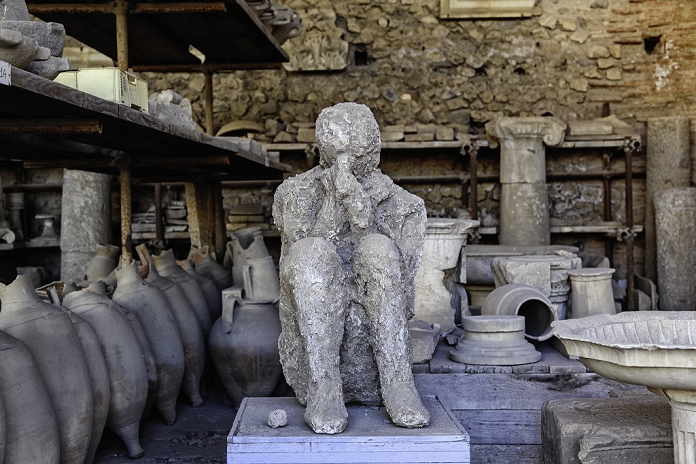 Molded body of a plaster capita death in Pompeii, Campania, Italy