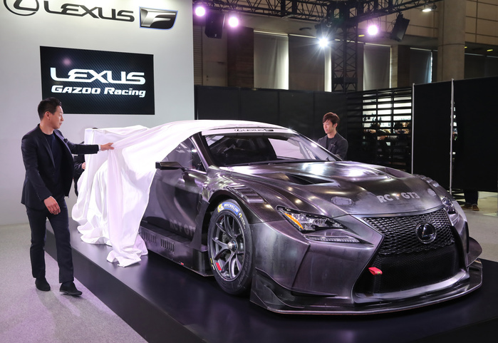 Tokyo Auto Salon 2017 Festival of custom cars January 13, 2017, Chiba, Japan   Toyota Motor unveils the new GT3 racing car Lexus RC F GT 3 at the Tokyo Auto Salon 2017 in Chiba, suburban Tokyo on Friday, January 13, 2017. More than 400 automakers and auto parts makers exhibit their latest products at a three day custom cars and racing cars exhibition.    Photo by Yoshio Tsunoda AFLO  LWX  ytd 