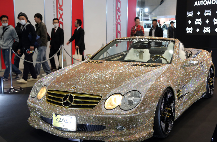 Tokyo Auto Salon 2017 Festival of custom cars January 13, 2017, Chiba, Japan   A Mercedes vehicle decorated with Swarovski crystals is displayed at the Tokyo Auto Salon 2017 in Chiba, suburban Tokyo on Friday, January 13, 2017. More than 400 automakers and auto parts makers exhibit their latest products at a three day custom cars and racing cars exhibition.    Photo by Yoshio Tsunoda AFLO  LWX  ytd 
