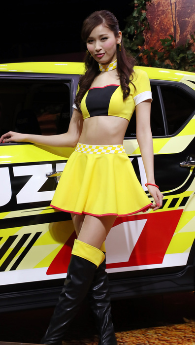 Tokyo Auto Salon 2017 Festival of custom cars January 13, 2017, Chiba, Japan   A model poses for photo at the Tokyo Auto Salon 2017 in Chiba, suburban Tokyo on Friday, January 13, 2017. More than 400 automakers and auto parts makers exhibit their latest products at a three day custom cars and racing cars exhibition.    Photo by Yoshio Tsunoda AFLO  LWX  ytd 