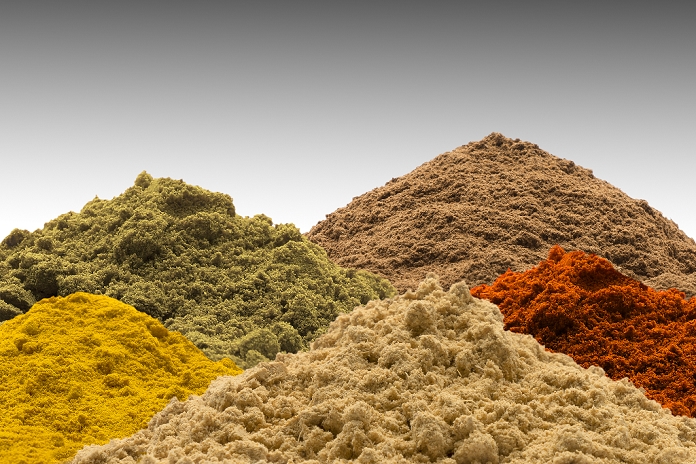 spice Multicolor piles of powder