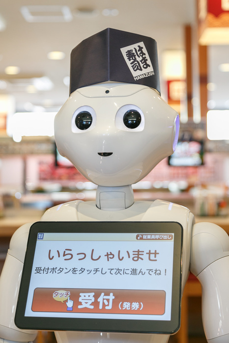 Pepper, a humanoid robot Joined Hamazushi Pepper works at the reception of the Hamazushi conveyor belt sushi restaurant in Saitama, just north of Tokyo on February 2, 2017, in Japan. The humanoid robot created by SoftBank Robotics is being tested by the sushi chain to greet, take table bookings and let customers know when their seats are ready. Pepper was introduced to improve the speed of service at the already highly automated restaurant. It is hoped that in the future Pepper s facial recognition and free conversation technology will also be used to offer personalized greetings and to introduce tailor made promotions to customers.  Photo by Rodrigo Reyes Marin AFLO 