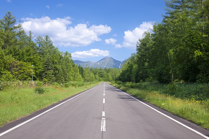 Hokkaido Straight road and Bieifuji (Tokachi Mountain Range)