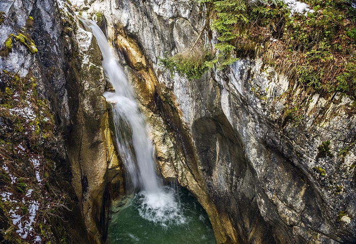 Tatzelwurm waterfall, Upper Level, Mangfall mountains, Oberaudorf, Upper Bavaria, Bavaria, Germany, Europe
