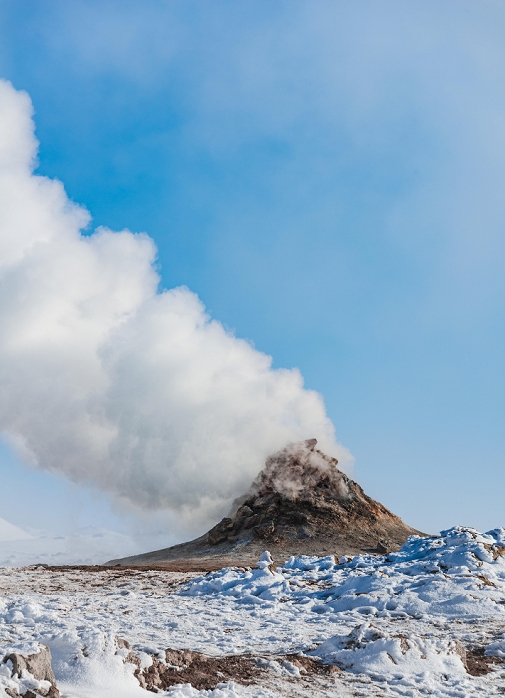 Iceland Steaming fumarole, solfatara in Hverar sheetnd, also Hverir or Namaskard, geothermal area, North Iceland, Iceland, Europe