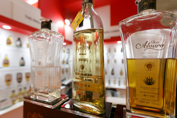 FOODEX JAPAN 2017. International Food and Beverage Exhibition in Makuhari Tequila bottles on display at the 42nd International Food and Beverage Exhibition  FOODEX JAPAN 2017  in Makuhari Messe International Convention Complex on March 8, 2017, Chiba, Japan. About 3,282 companies from 77 nations are participating in the Asia s largest food and beverage trade show. This year organizers expect 77,000 visitors for the four day event, which runs until March 10.  Photo by Rodrigo Reyes Marin AFLO 