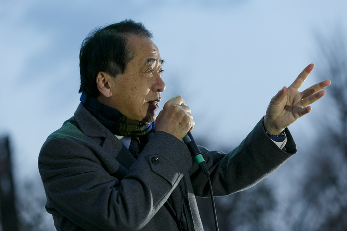 Six years after the Great East Japan Earthquake Demonstration in front of the National Diet Japan s former Prime Minister and antinuclear advocate Naoto Kan makes a speech outside the National Diet Building during a rally held by the Metropolitan Coalition Against Nukes on March 11, 2017, Tokyo, Japan. The protest comes during the sixth anniversary of the Great East Japan Earthquake and Tsunami disaster that led to the outbreak of the Fukushima nuclear crisis.  Photo by Rodrigo Reyes Marin AFLO 