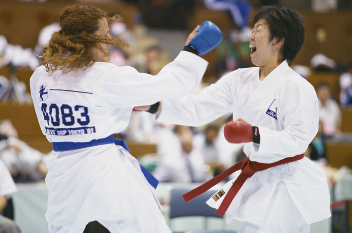 Yukiko Sasa (JPN), Yukiko Sasa (R) of Japan
JULY 2001 - Karate : Yukiko Sasa (R) of Japan in action during the Women's Karate Kumite at the 4th Tokyo World Women's Karatedo Championship at Yoyogi 2nd (Photo by AFLO SPORT)
(Photo by AFLO SPORT) [1051].