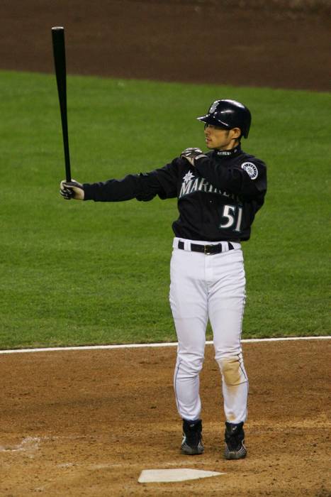 2004 MLB Ichiro breaks the record for most hits in a season with 258 hits in a season. OCTOBER 1, 2004   MLB : Ichiro Suzuki  51 of the Seattle Mariners waves to the crowd after singling to center field against the Texas Rangers in the third inning on October 1, 2004 at Safeco Field in Seattle, Washington. This was Suzuki s 258th hit of the year, breaking George Sisler s 1920 record of 257 hits in a season.   Photo by AFLO SPORT   1046 
