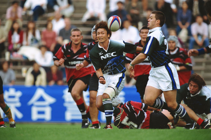 Kaname Okamura (NEC), Kaname Okamura
OCTOBER 6, 2001 - Rugby : Kaname Okamura of NEC in action during the 2001 East Japan Workers' Rugby League match between NEC 28-17 Toshiba Fuchu at Prince (Photo by AFLO SPORT)
 (Photo by AFLO SPORT) [1045].