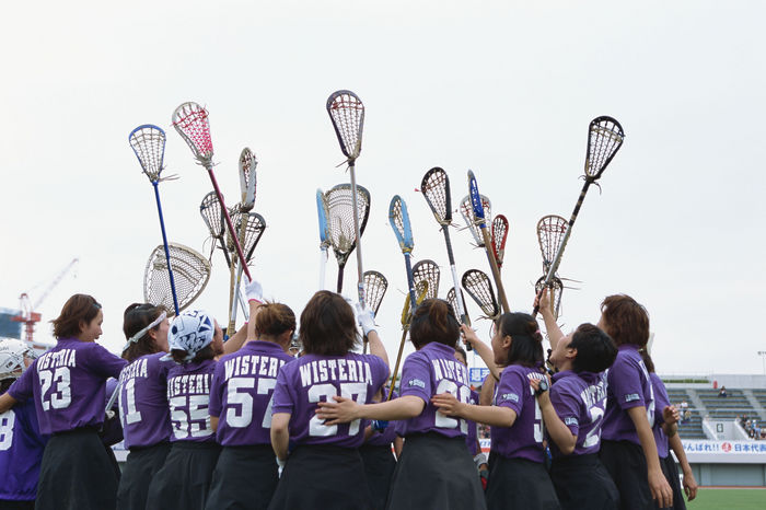 WISTERIA team group,
JUNE 17, 2001 - Lacrosse : WISTERIA players during the Women's Lacrosse match between Japan national team 7-2 WISTERIA in Edogawa, Tokyo, Japan.
 (Photo by AFLO SPORT) [1045]