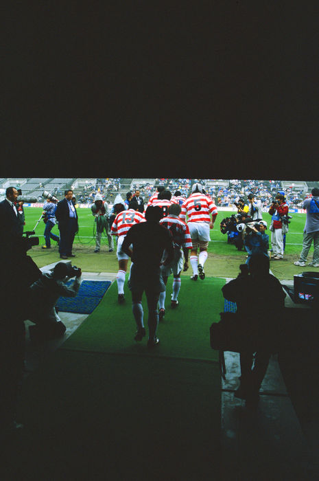 Japan team group (JPN),
MAY 20, 2000 - Rugby : Japan team players enter the stadium before the Epson Cup Pacific Rim Championship 2000 match between Japan 22-47 Fiji at Prince Chichibu Memorial Rugby Stadium in Tokyo, Japan. 
(Photo by Ryuichi Kawakubo/AFLO SPORT) [1013]