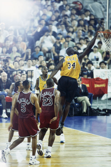 Shaquille O'Neal,
AUGUST 12, 1997 - NBA : Shaquille O'Neal #34 dunks during the NBA Super Games match at Tokyo Dome in Tokyo, Japan.
(Photo by Shinichi Yamada/AFLO) [0348]