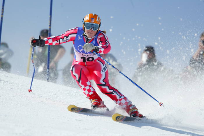 Salt Lake City Olympics 2002 Janica Kostelic  CRO ,  FEBRUARY 22, 2002   Alpine : Gold medalist Croatian Janica Kostelic in action during the The womens giant slalom during the Salt Lake City Winter Olympic Games on February 22, 2002 at Park City Mountain Resort in Park City, Utah.   Photo by Koji Aoki AFLO SPORT   0008 
