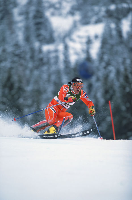 Jure Kosir (SLO),
FEBRUARY 10, 2001 - Alpine Skiing : Jure Kosir of Slovenia in action during the Men's Slalom at the 2001 FIS Alpine World Ski Championships in St.Anton, Austria.
(Photo by Koji Aoki/AFLO SPORT) [0008]