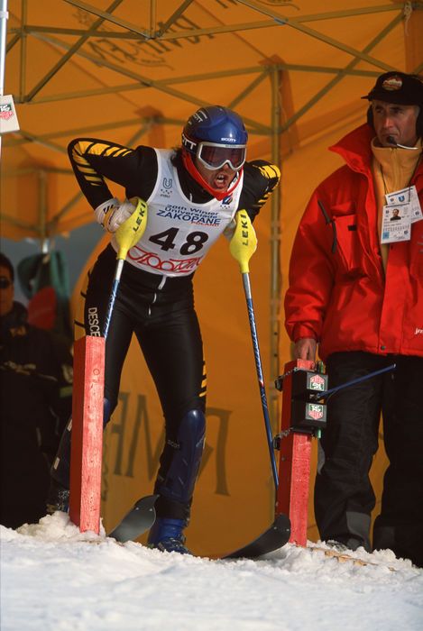 Daisuke Fukasawa (JPN)
FEBRUARY 17, 2001 - Alpine Skiing : Daisuke Fukasawa of Japan is ready to start during the Men's Alpine Skiing Slalom at the 2001 Winter Universiade in Zakopane, Poland.
(Photo by Koji Aoki/AFLO SPORT) [0008].