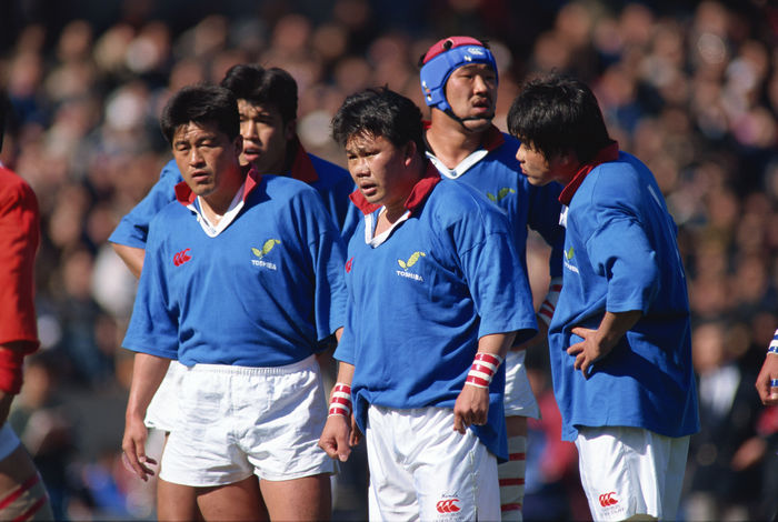 Masahiro Kunda (Toshiba Fuchu),.
FEBRUARY 28, 1999 - Rugby : Masahiro Kunda (C) of Toshiba Fuchu during the 36th Japan Rugby Football Championship final match between Toshiba Fuchu 24-13 Kobe Steel at National Stadium in Tokyo, Japan.
(Photo by AFLO SPORT) [0007].