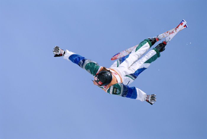 Veronica Brenner (CAN),
FEBRUARY 9, 1997 - Freestyle Skiing : Veronica Brenner of Canada in action during the Women's Aerial final at the 1997 FIS World Freestyle Ski Championships in Nagano, Japan. 
(Photo by AFLO SPORT) [0006]
