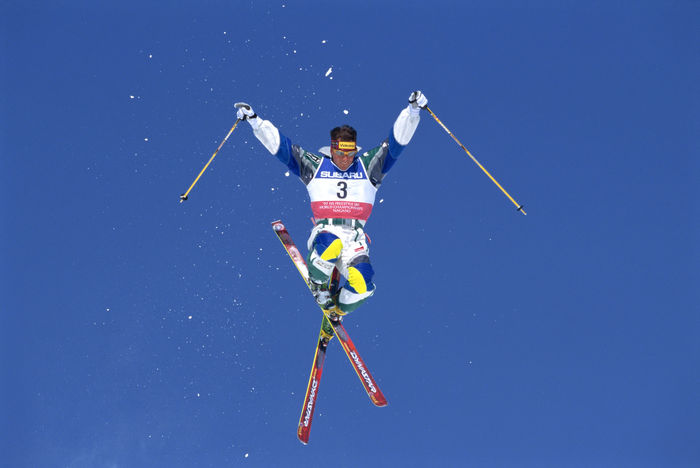 Jean-Luc Brassard (CAN),
FEBRUARY 8, 1997 - Freestyle Skiing : Jean-Luc Brassard of Canada in action during the Men's Aerial at the 1997 FIS World Freestyle Ski Championships in Nagano, Japan. 
(Photo by Masakazu Watanabe/AFLO SPORT) [0005]