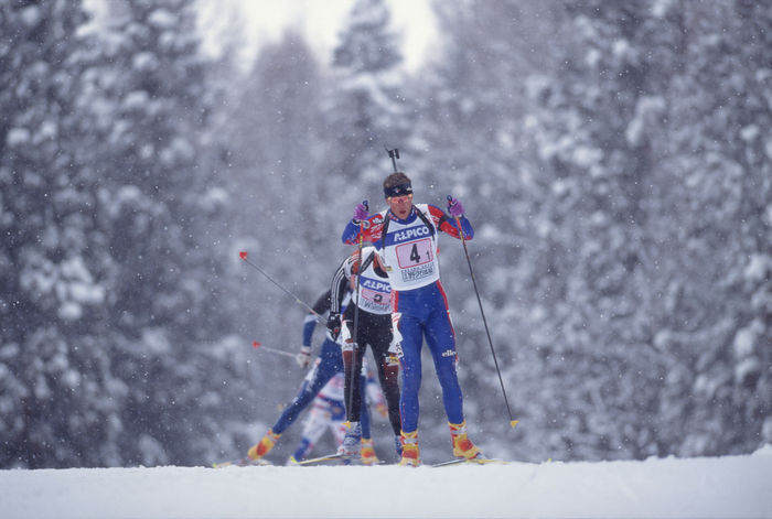 Julien Robert (FRA),
MARCH 9, 1997 - Biathlon : Julien Robert of France competes during the Men's 4x7.5 km Relay at the 1996/1997 IBU Biathlon World Cup in Nozawa Onsen, Nagano, Japan.
(Photo by Masakazu Watanabe/AFLO SPORT) [0005]