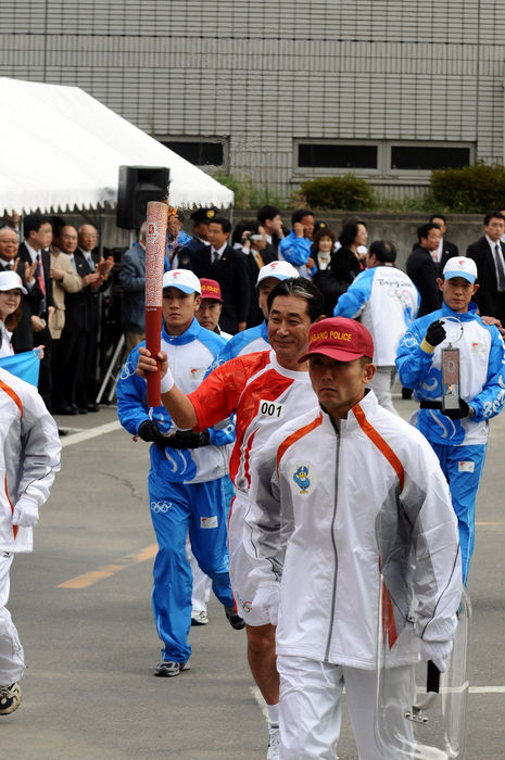 Beijing 2008 Olympic Games Preview Torch Relay Senichi Hoshino, Beijing Olympic Torch relay in Nagano, APRIL 26, 2008   Olympic Preview : First torchbearer during the Beijing Olympic torch relay in Nagano, Japan.  Photo by Masakazu Watanabe AFLO SPORT   0005 .