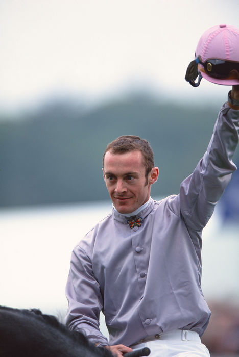 Olivier Peslier, 
October 4, 1998 - Horse Racing : 
Olivier Peslier shows his delight after ridding Sagamix to victory inThe Prix de L''Arc De Triomphe run at Longchamp in Paris.
(Photo by Masakazu Watanabe/AFLO SPORT) [0005]