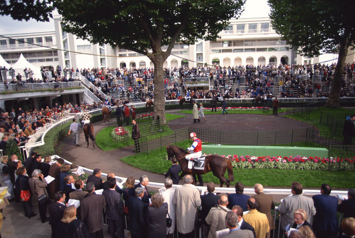 General View of Longchamp, 
October 4, 1998 - Horse Racing : 
Paddock at Longchamp in Paris. 
(Photo by Masakazu Watanabe/AFLO SPORT) [0005]