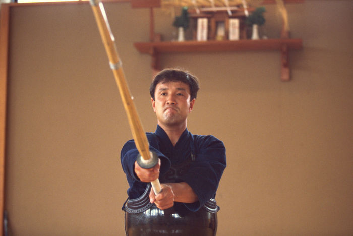 Masahiro Miyazaki, 1998 - Kendo : Masahiro Miyazaki during a training session
1998 - Kendo : Masahiro Miyazaki during a training session.
 (Photo by Jun Tsukida/AFLO SPORT) [0003].