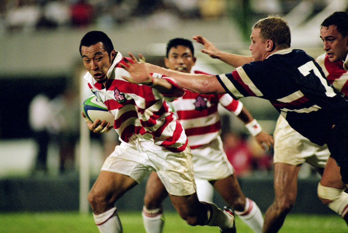 Takeomi Ito (JPN)
OCTOBER 31, 1998 - Rugby : Takeomi Ito of Japan runs with the ball during the IRB World Cup 1999 Asian Qualify match between Japan 47-7 Hong Kong at National Stadium Hong Kong at National Stadium in Singapore.
 (Photo by Jun Tsukida/AFLO SPORT) [0003].