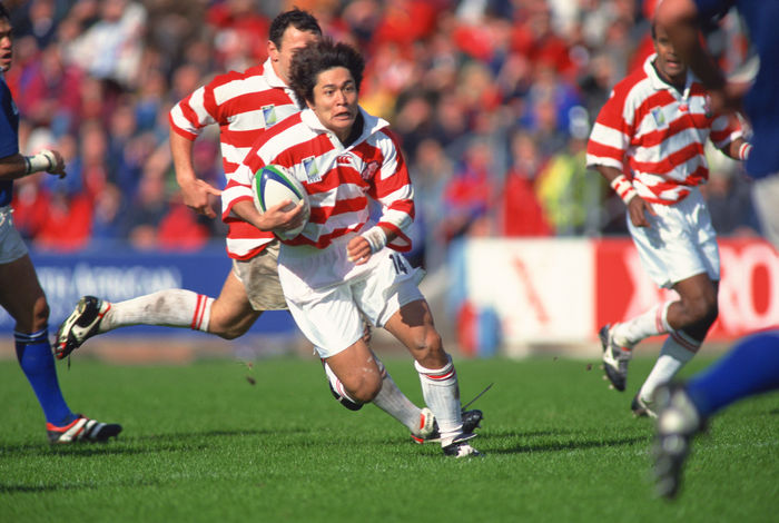 1999 Rugby World Cup First round league Pool D Daisuke Ohata  JPN  OCTOBER 3, 1999   Rugby : Daisuke Ohata of Japan runs with the ball during the IRB World Cup 1999 Pool D match between Japan 9 43 Samoa at Racecourse Ground in Wrexham, Wales.   Photo by Jun Tsukida AFLO SPORT   0003 .