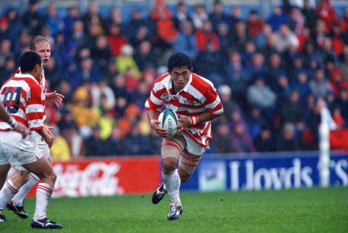 1999 Rugby World Cup First round league Pool D Naoya Okubo  JPN , Naoya Okubo OCTOBER 3, 1999   Rugby : Naoya Okubo of Japan runs with the ball during the IRB World Cup 1999 Pool D match between Japan 9 43 Samoa at Racecourse Ground in Wrexham, Wales.   Photo by Jun Tsukida AFLO SPORT   0003 .