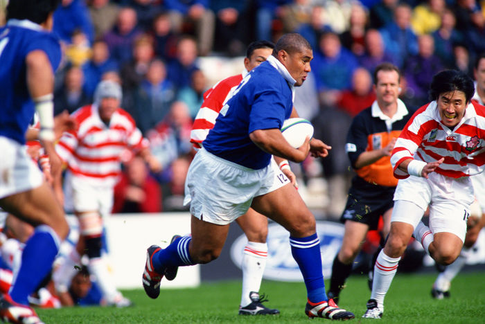 1999 Rugby World Cup First round league Pool D Va aiga Tuigamala  SAM , OCTOBER 3, 1999   Rugby : Va aiga Tuigamala of Samoa in action during the IRB World Cup 1999 Pool D match between Japan 9 43 Samoa at Racecourse Ground in Wrexham, Wales.   Photo by Jun Tsukida AFLO SPORT   0003 
