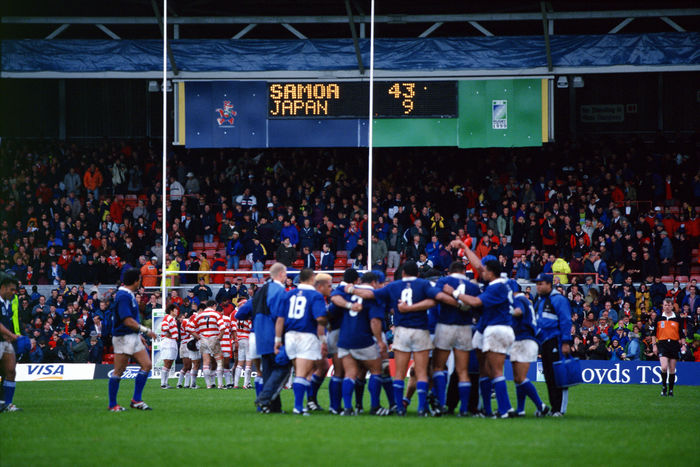 1999 Rugby World Cup First round league Pool D No side, OCTOBER 3, 1999   Rugby : No side at the end of the IRB World Cup 1999 Pool D match between Japan 9 43 Samoa at Racecourse Ground in Wrexham, Wales.   Photo by Jun Tsukida AFLO SPORT   0003 