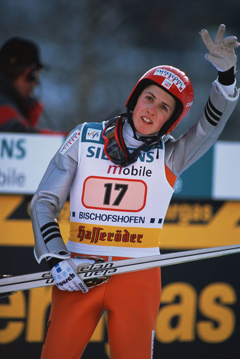 Simon Ammann (SUI),
JANUARY 6, 2002 - Ski Jumping : Simon Ammann of Switzerland waves to the crowd after his jump during the Individual Large Hill at the FIS Ski Jumping World Cup in Innsbruck, Austria.
 (Photo by Jun Tsukida/AFLO SPORT) [0003]
