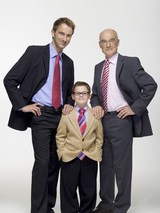 WESTF06429 Grandson  8 9  grandfather and son wearing business cloth, portrait