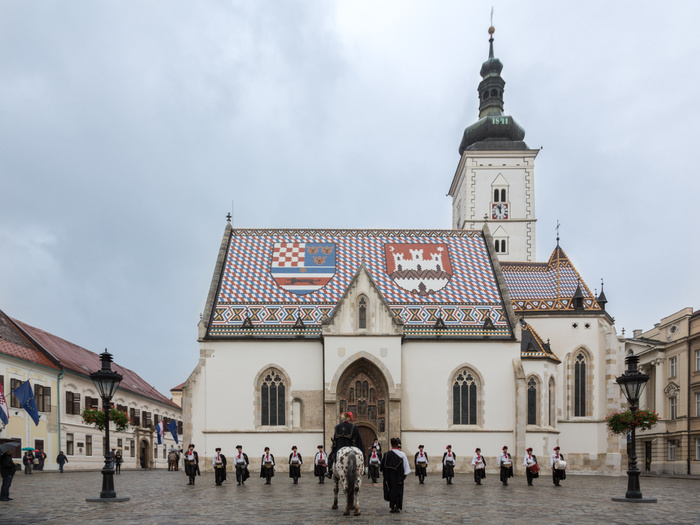 Changing of the Guard Ceremony at St. Mark's Church, Zagreb, Croatia