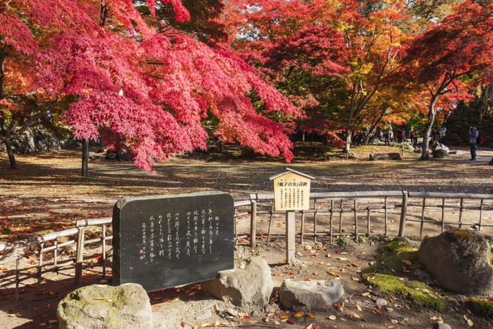 Toson Shimazaki's monument in Komoro Castle Ruins Kaiko-en, Nagano Prefecture 