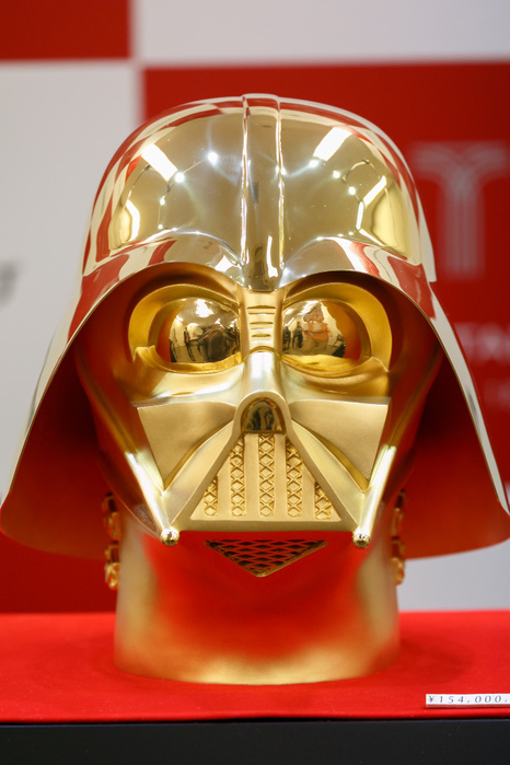 Million dollar gold Darth Vader mask goes on sale in Tokyo A pure gold Darth Vader mask on display at the Ginza Tanaka jewelry store on April 25, 2017, Tokyo, Japan. To the celebrate the 40th anniversary of the series of Star Wars, the Japanese jewelry store is selling a life size mask of Darth Vader made from 15kg of pure 24k gold. The Mask is valued at approximately 1.4 million US Dollars. The store is also selling sets of 24k gold commemorative coins with prices ranging from USD 1,201 to 11,124. The products will go on sale on Star Wars Day, May 4th.  Photo by Rodrigo Reyes Marin AFLO 