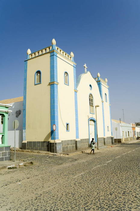   Church in main square, Sal Rei, Boa Vista, Cape Verde Islands, Africa